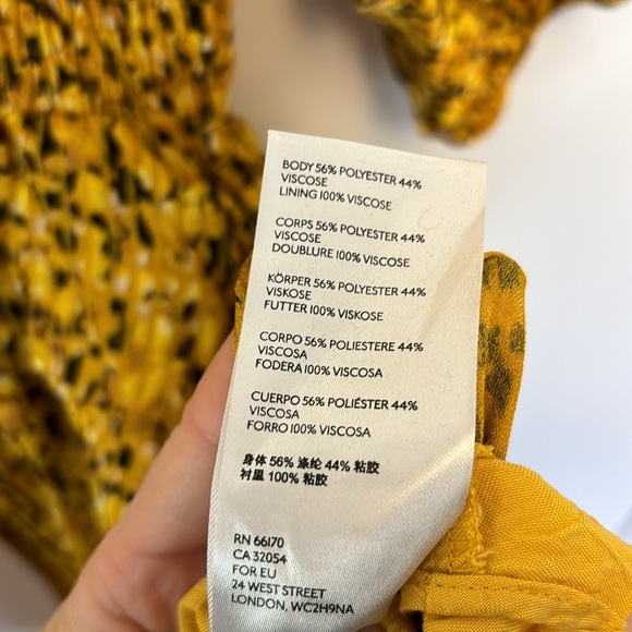 ANTHROPOLOGIE WOMENS MIDI LENGTH CINCHED WAIST MARIGOLD DRESS YELLOW BLACK XS - Picture 9 of 10